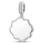 Engravable (Blank Default) Newborn Footprints Tarnish-Resistant Silver Dangle Charm In White Gold Plated