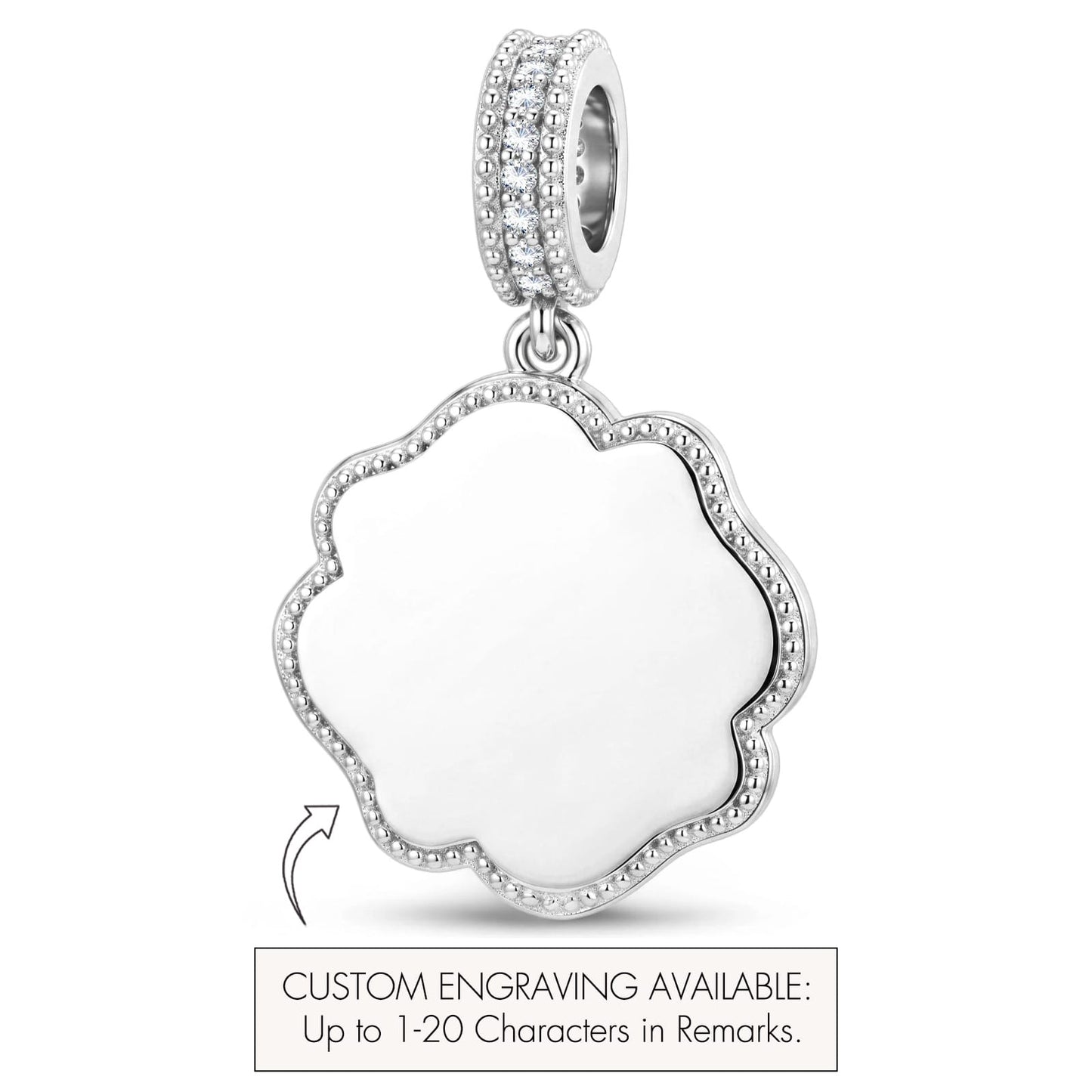 Engravable (Blank Default) Newborn Footprints Tarnish-Resistant Silver Dangle Charm In White Gold Plated
