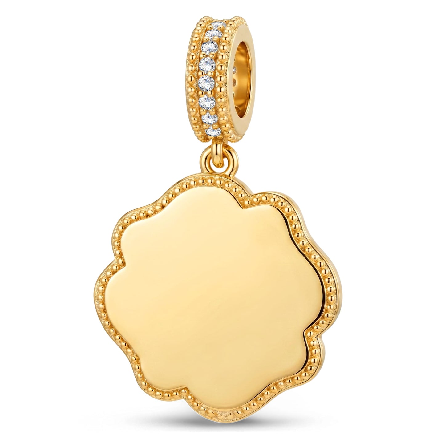 Engravable (Blank Default) Newborn Footprints Tarnish-Resistant Silver Dangle Charm In 14K Gold Plated