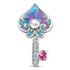 Gradient Enamel Spade & Key Tarnish-Resistant Silver Charm In White Gold Plated