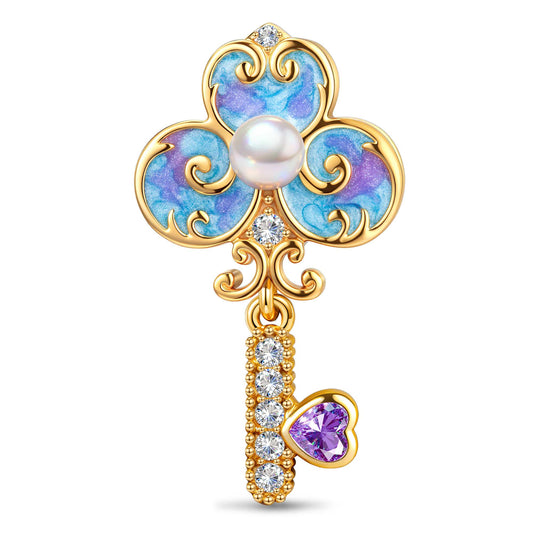 gona- Wonderland Portal Key Tarnish-Resistant Silver Charm In 14K Gold Plated
