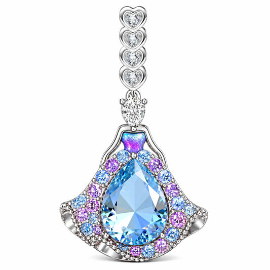 gona- Princess Dress Tarnish-Resistant Silver Charm In White Gold Plated