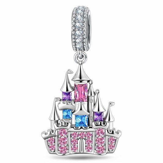 gona- Dreamy Princess Castle Tarnish-Resistant Silver Charm In White Gold Plated