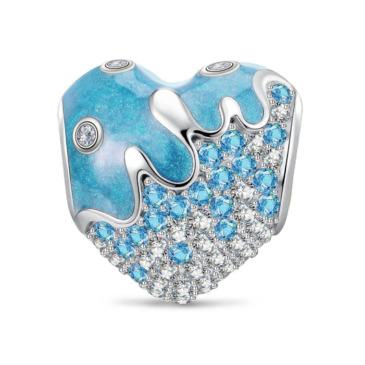 gona- Melting Ocean Heart Tarnish-Resistant Silver Charm In White Gold Plated