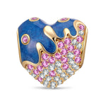 Melting Ocean Heart Tarnish-Resistant Silver Charm In 14K Gold Plated