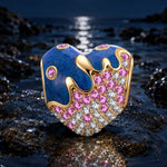 Melting Ocean Heart Tarnish-Resistant Silver Charm In 14K Gold Plated