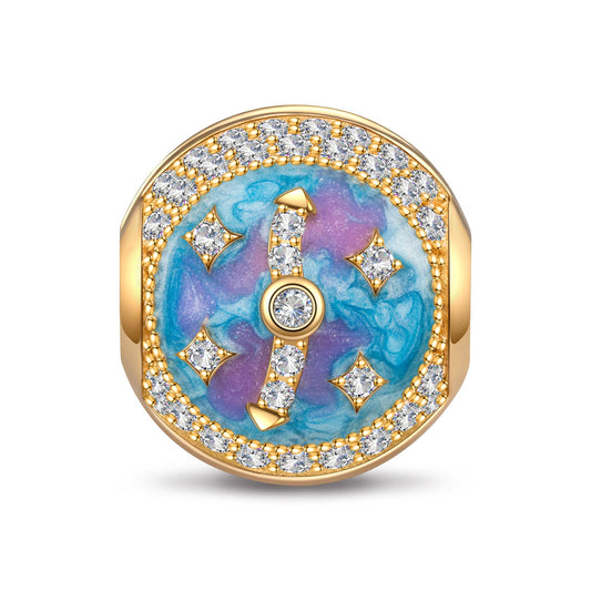 gona- Galaxy Compass Tarnish-Resistant Silver Clip Charm In 14K Gold Plated