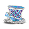Mad Hatter Tophat Tarnish-Resistant Silver Charm In White Gold Plated