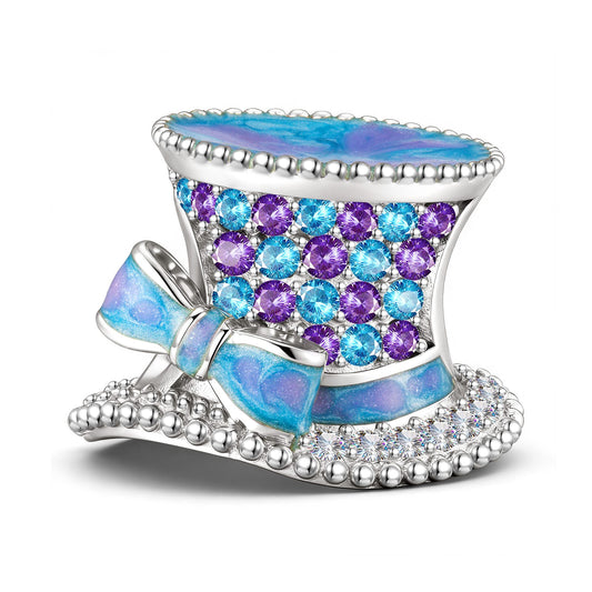 gona- Mad Hatter Tophat Tarnish-Resistant Silver Charm In White Gold Plated