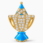 Sky-Blue Enamel Smiling Elf Doll Tarnish-Resistant Silver Charm In 14K Gold Plated