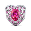 Ornate Filigree Heart Tarnish-Resistant Silver Charm In White Gold Plated