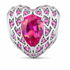 Ornate Filigree Heart Tarnish-Resistant Silver Charm In White Gold Plated