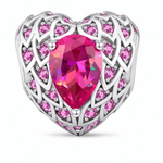 Ornate Filigree Heart Tarnish-Resistant Silver Charm In White Gold Plated