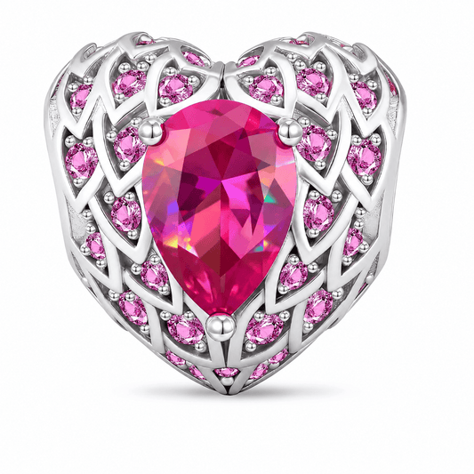 gona- Ornate Filigree Heart Tarnish-Resistant Silver Charm In White Gold Plated