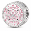 Vintage Roman Numeral Clock Tarnish-Resistant Silver Charm In White Gold Plated