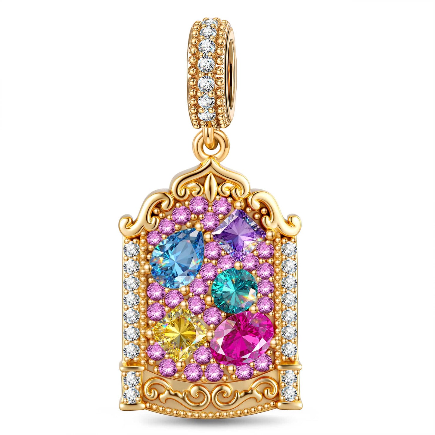 Wonderland Rainbow Window Tarnish-Resistant Silver Charm In 14K Gold Plated