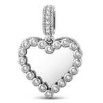 Personalized Heart Dangle Charms Pendant In White Gold Plated