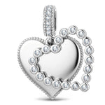Personalized Heart Dangle Charms Pendant In White Gold Plated
