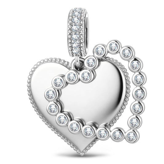 gona- Personalized Heart Dangle Charms Pendant In White Gold Plated