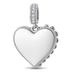 Personalized Heart Dangle Charms Pendant In White Gold Plated