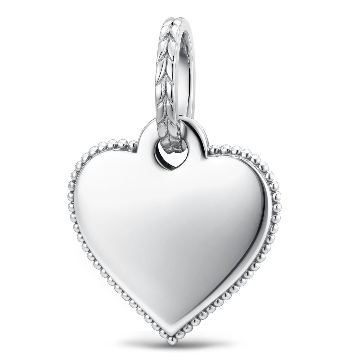 Personalized Engravable Pavé Infinity Heart Tarnish-Resistant Silver Charm In White Gold Plated