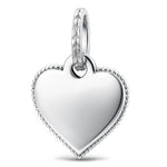 Personalized Engravable Pavé Infinity Heart Tarnish-Resistant Silver Charm In White Gold Plated
