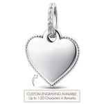 Personalized Engravable Pavé Infinity Heart Tarnish-Resistant Silver Charm In White Gold Plated