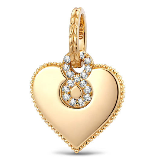 gona- Personalized Engravable Pavé Infinity Heart Tarnish-Resistant Silver Charm In 14K Gold Plated