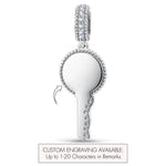 Personalized Engravable Pavé Minimal Key Tarnish-Resistant Silver Charm In White Gold Plated