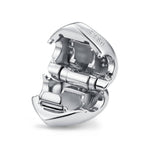 Engravable Full Pave Heart Clips Charm, Tarnish-Resistant Silver In White Gold Plated Heart Bead with Custom Engraving