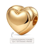 Engravable Full Pave Heart Clips Charm, Tarnish-Resistant Silver In 14K Gold Plated Heart Bead with Custom Engraving
