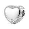 Personalized Engravable Heart Tarnish-Resistant Silver Charm In White Gold Plated