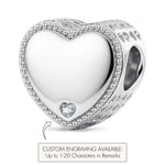 Personalized Engravable Heart Tarnish-Resistant Silver Charm In White Gold Plated