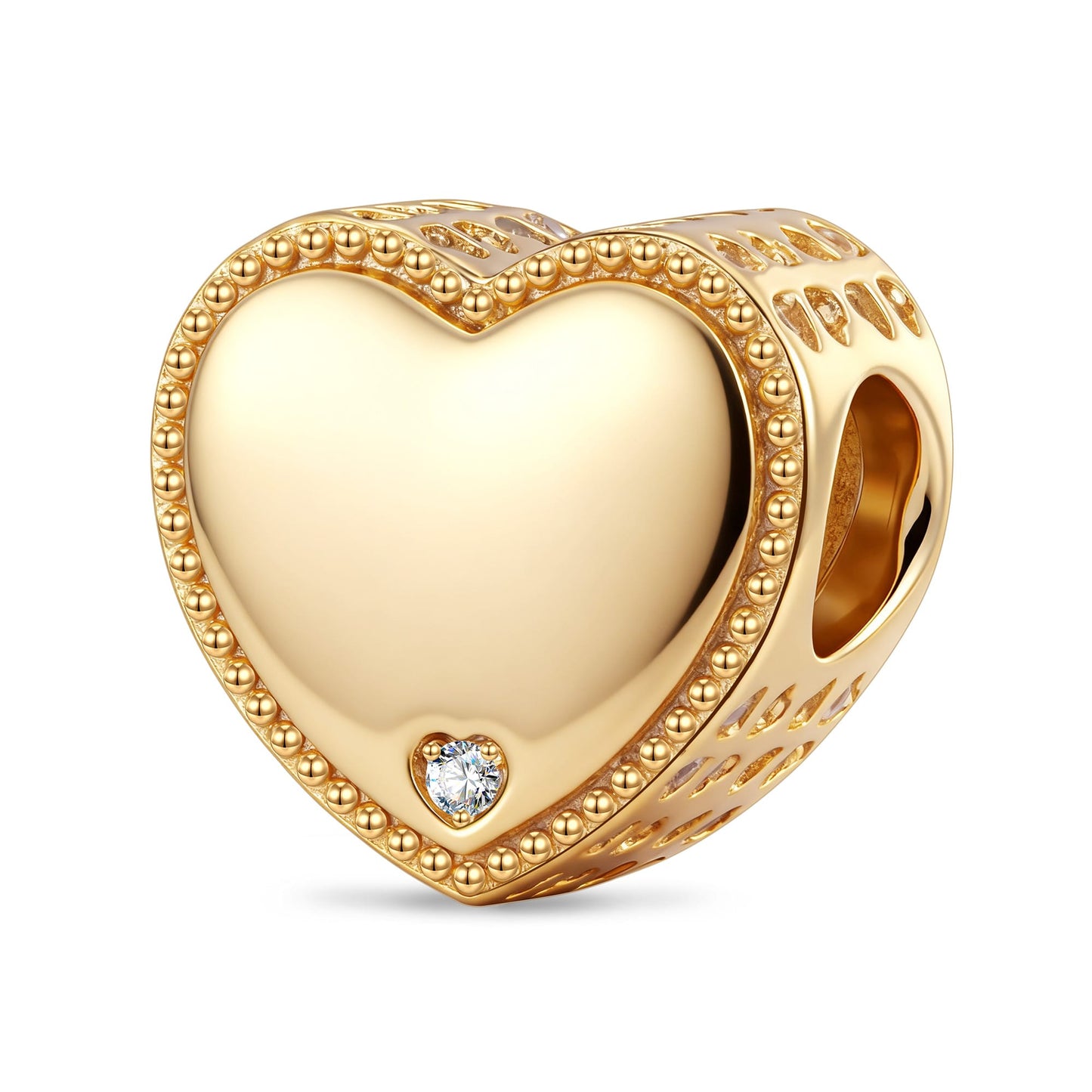 Personalized Engravable Heart Tarnish-Resistant Silver Charm In 14K Gold Plated