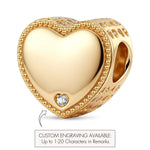 Personalized Engravable Heart Tarnish-Resistant Silver Charm In 14K Gold Plated