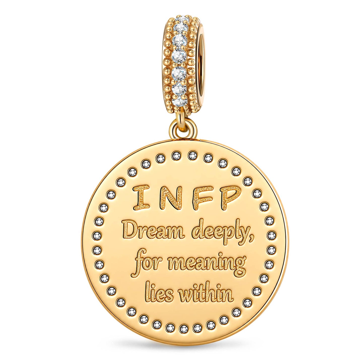 INFP MBTI Personality Tarnish-Resistant Silver Dangle Charm With Enamel In 14K Gold Plated
