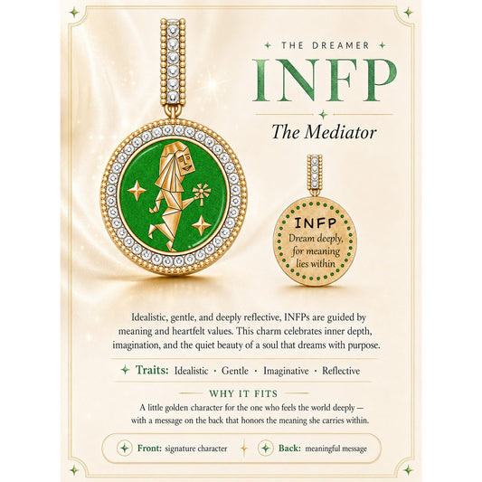 gona- INFP MBTI Personality Tarnish-Resistant Silver Dangle Charm With Enamel In 14K Gold Plated