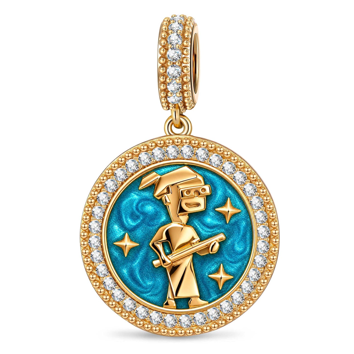 ESTJ MBTI Personality Tarnish-Resistant Silver Dangle Charm With Enamel In 14K Gold Plated