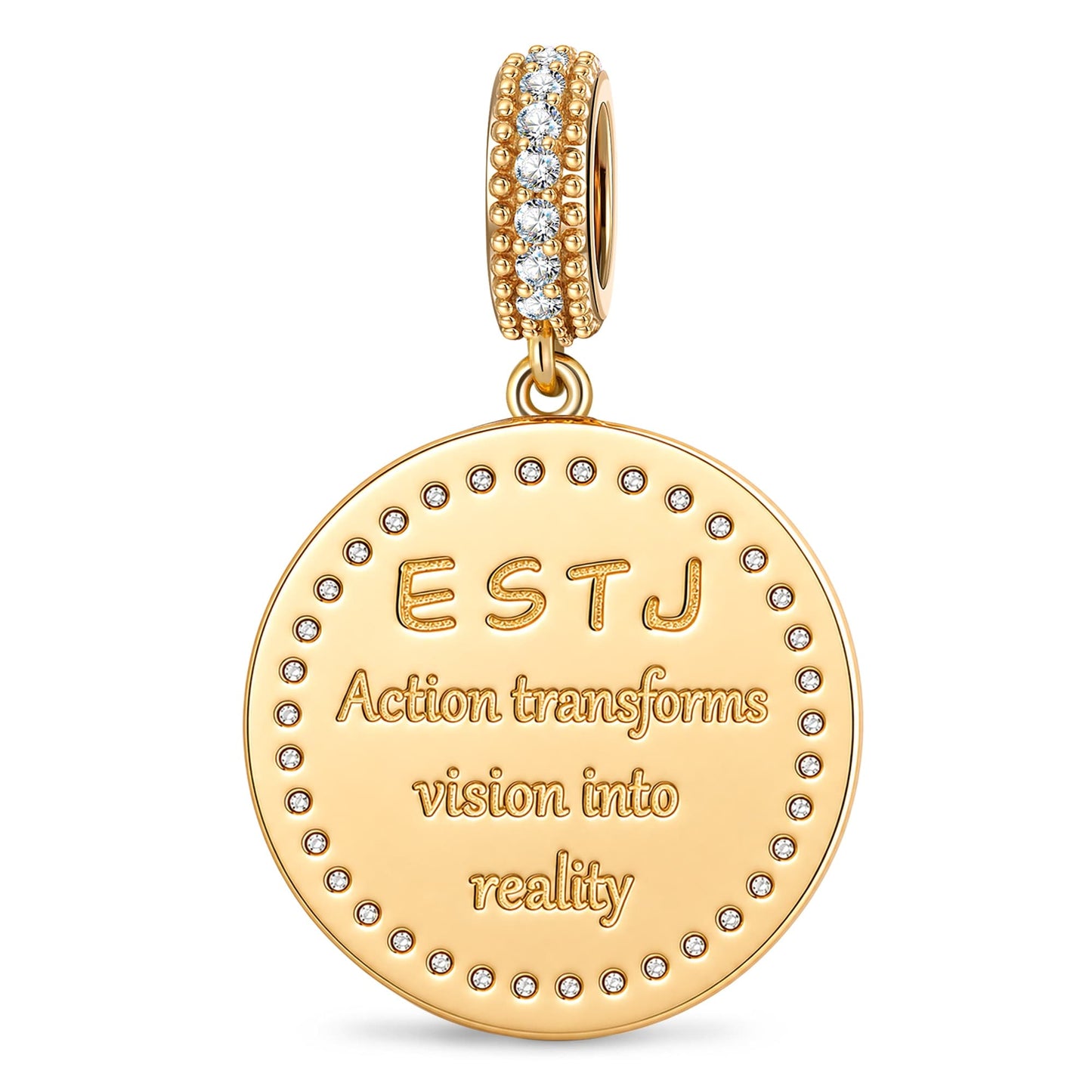 ESTJ MBTI Personality Tarnish-Resistant Silver Dangle Charm With Enamel In 14K Gold Plated