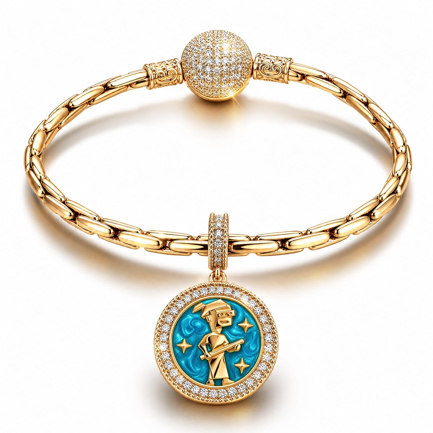 ESTJ MBTI Personality Tarnish-Resistant Silver Dangle Charm With Enamel In 14K Gold Plated