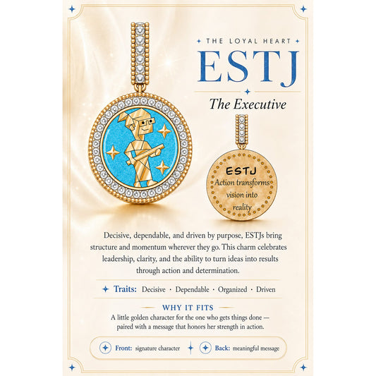 gona- ESTJ MBTI Personality Tarnish-Resistant Silver Dangle Charm With Enamel In 14K Gold Plated