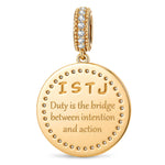 ISTJ MBTI Personality Tarnish-Resistant Silver Dangle Charm With Enamel In 14K Gold Plated