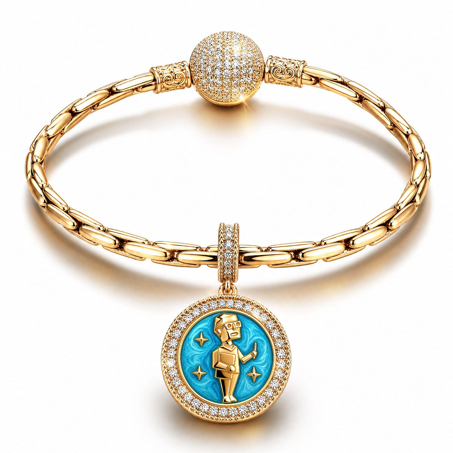 ISTJ MBTI Personality Tarnish-Resistant Silver Dangle Charm With Enamel In 14K Gold Plated