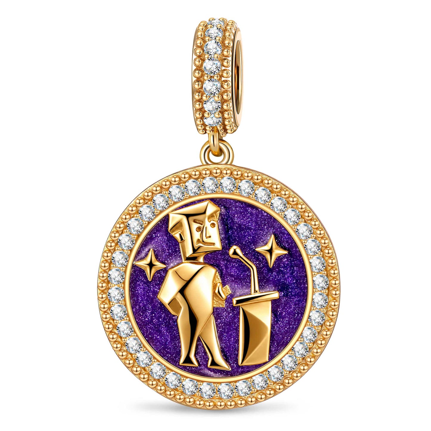 ENTP MBTI Personality Tarnish-Resistant Silver Dangle Charm With Enamel In 14K Gold Plated