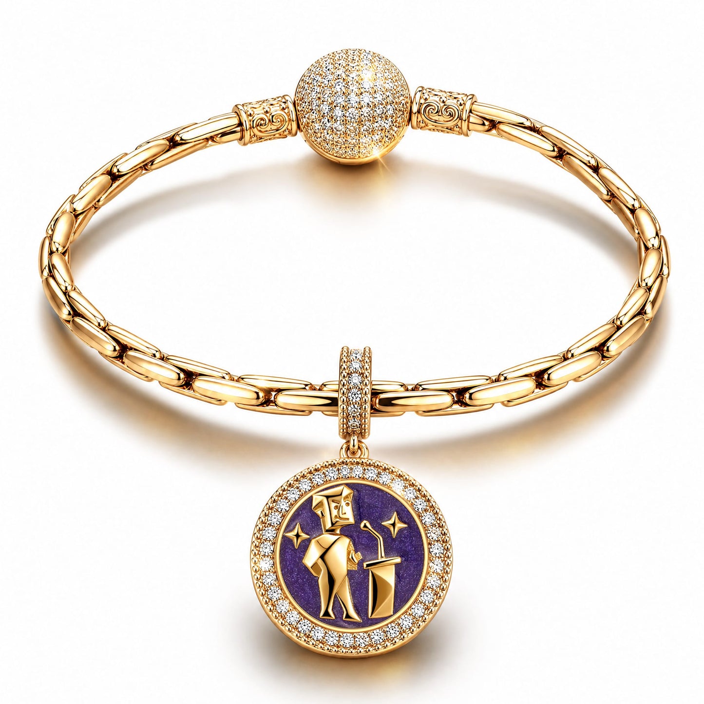 ENTP MBTI Personality Tarnish-Resistant Silver Dangle Charm With Enamel In 14K Gold Plated