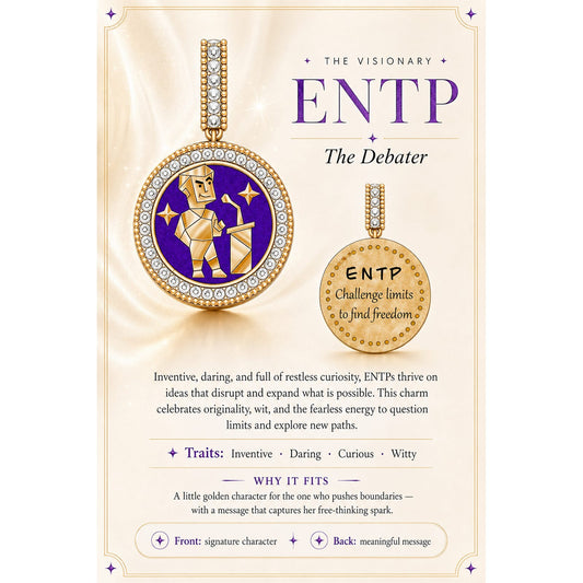gona- ENTP MBTI Personality Tarnish-Resistant Silver Dangle Charm With Enamel In 14K Gold Plated