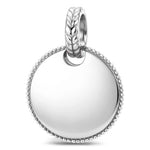 Personalized Engravable Pink Halo Medallion Tarnish-Resistant Silver Charm In White Gold Plated