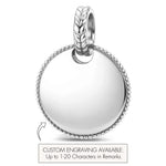 Personalized Engravable Pink Halo Medallion Tarnish-Resistant Silver Charm In White Gold Plated