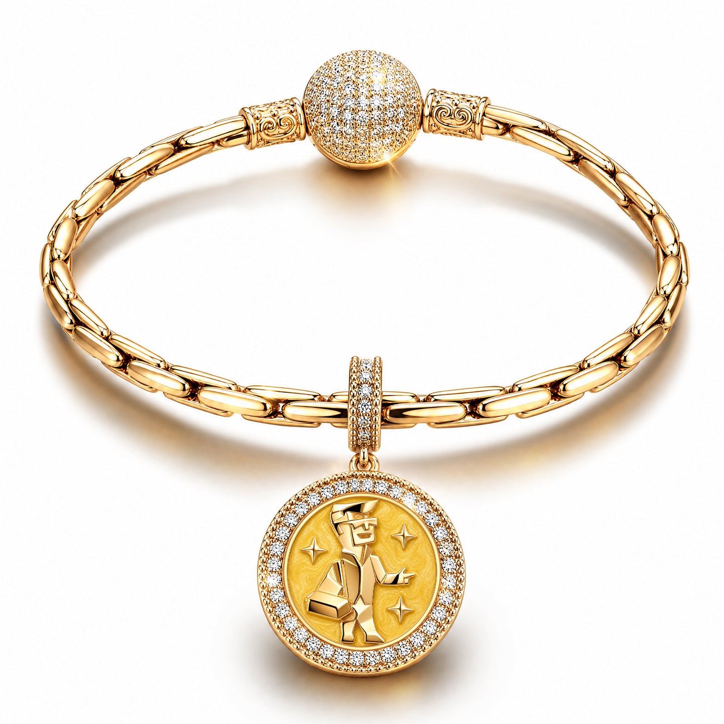 ESTP MBTI Personality Tarnish-Resistant Silver Dangle Charm With Enamel In 14K Gold Plated