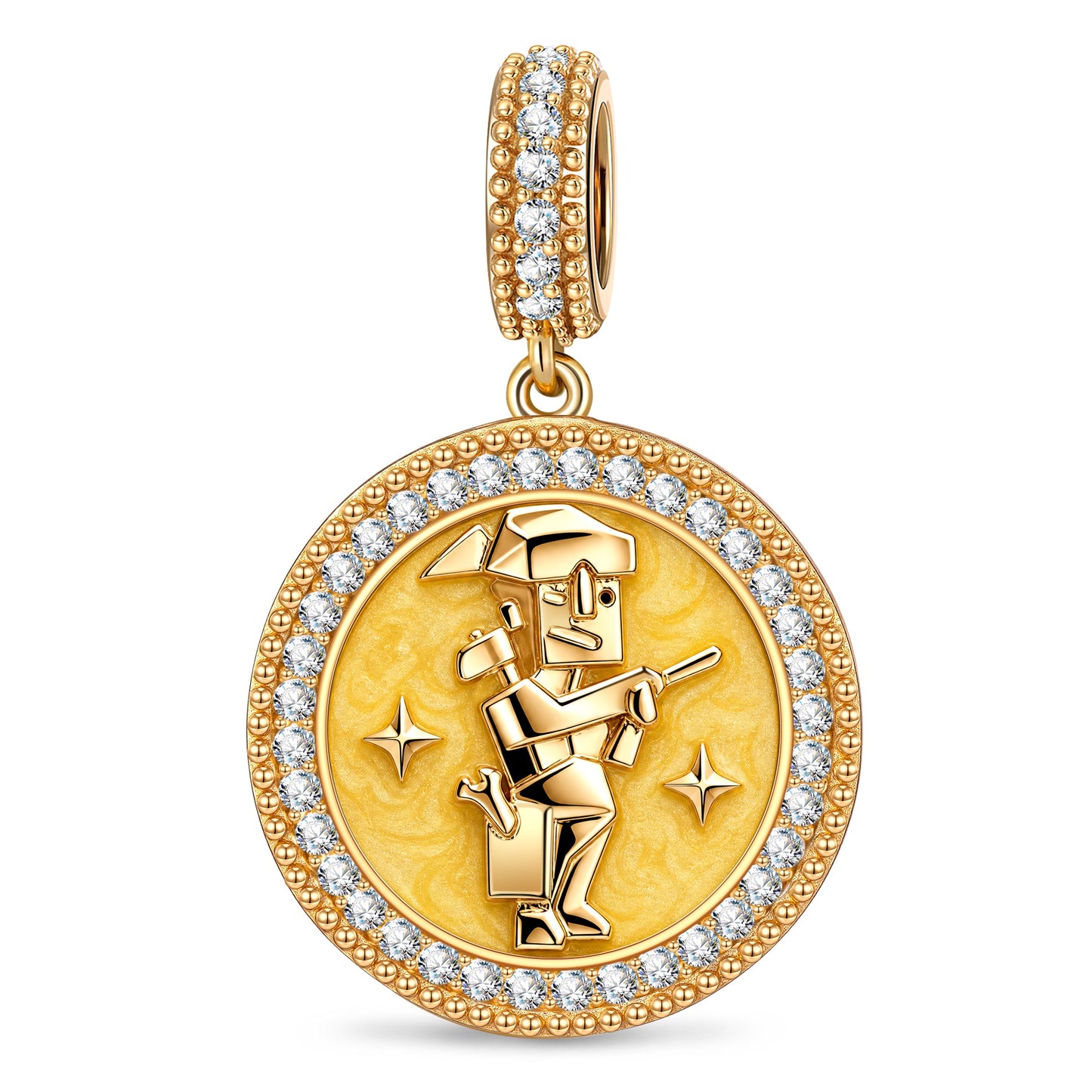 ISTP MBTI Personality Tarnish-Resistant Silver Dangle Charm With Enamel In 14K Gold Plated